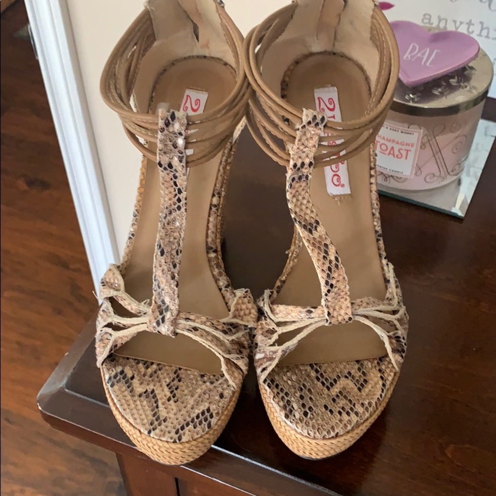 Espadrille Snake Print Wedges
